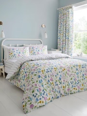 Dreams & Drapes Lilac Sweetpea Floral Cotton Duvet Cover Set - Image 1 of 5