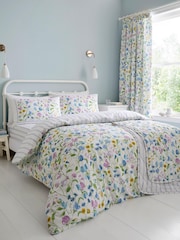 Dreams & Drapes Lilac Sweetpea Floral Cotton Duvet Cover Set - Image 5 of 5