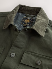 Khaki Green Canvas Cord Collar Shacket - Image 10 of 12