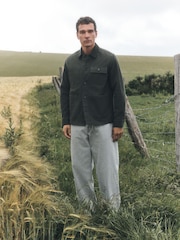 Khaki Green Canvas Cord Collar Shacket - Image 2 of 12