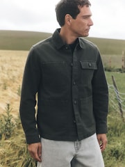 Khaki Green Canvas Cord Collar Shacket - Image 3 of 12