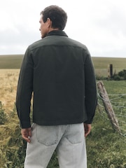 Khaki Green Canvas Cord Collar Shacket - Image 4 of 12