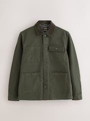 Khaki Green Canvas Cord Collar Shacket - Image 8 of 12
