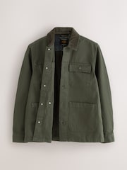 Khaki Green Canvas Cord Collar Shacket - Image 9 of 12