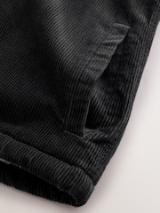 Black Quilted Cord Borg Lined Hoodie Shacket - Image 11 of 13