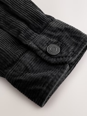 Black Quilted Cord Borg Lined Hoodie Shacket - Image 12 of 13