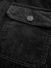 Black Quilted Cord Borg Lined Hoodie Shacket - Image 13 of 13