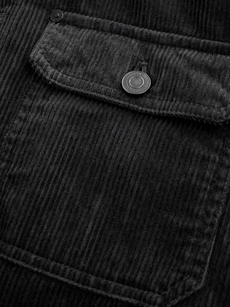 Black Quilted Cord Borg Lined Hoodie Shacket - Image 13 of 13 Black Quilted Cord Borg Lined Hoodie Shacket - Image 13 of 13