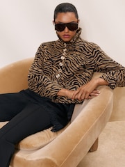 Lipsy Animal Print Collared Jacket - Image 5 of 7