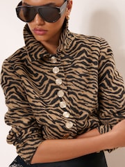 Lipsy Animal Print Collared Jacket - Image 6 of 7