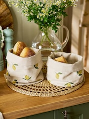 Sophie Allport Set of 2 Lemons Linen Bread Baskets - Bild 1 von 3