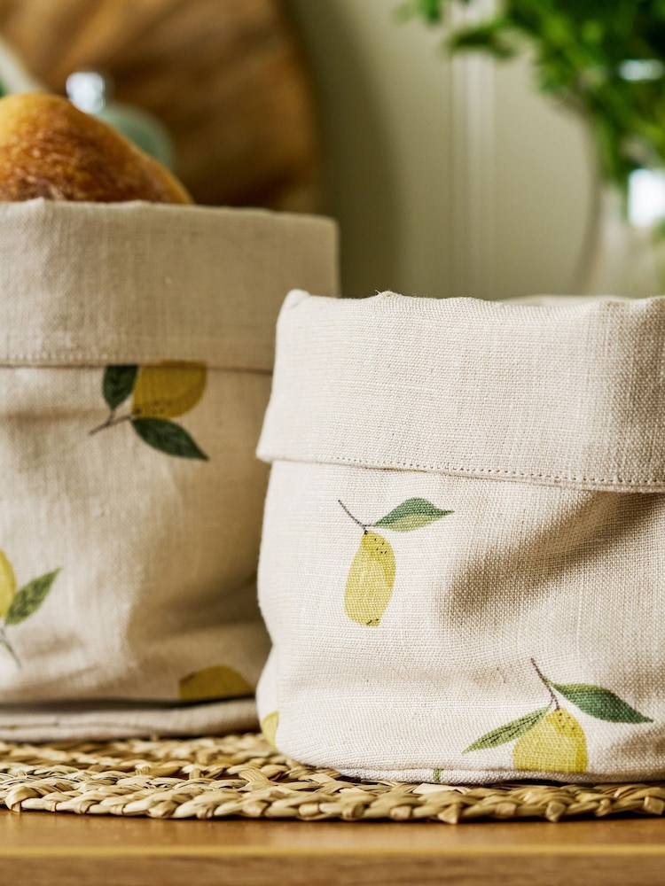 Sophie Allport Set of 2 Lemons Linen Bread Baskets - Bild 2 von 3 Sophie Allport Set of 2 Lemons Linen Bread Baskets - Bild 2 von 3