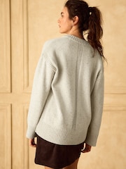 Ecru Neppy Long Sleeve VNeck Relaxed Jumper - Image 4 of 9