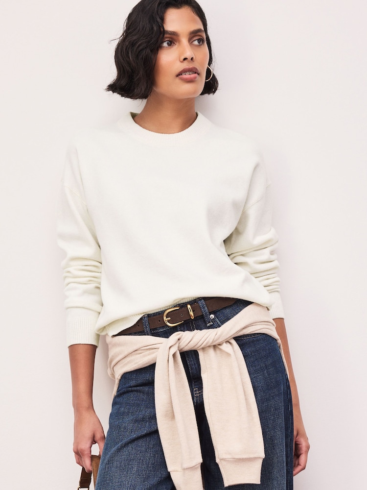 Ecru Supersoft Crew Neck Long Sleeve Jumper - Image 1 of 8 Ecru Supersoft Crew Neck Long Sleeve Jumper - Image 1 of 8
