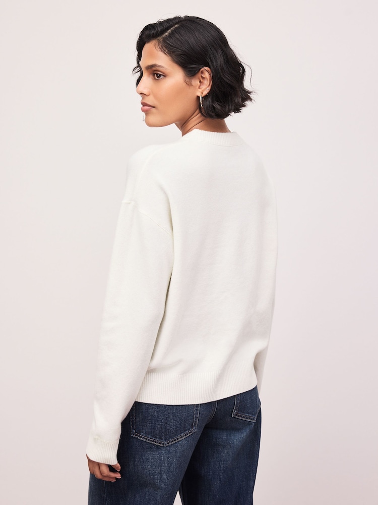 Ecru Supersoft Crew Neck Long Sleeve Jumper - Image 2 of 8 Ecru Supersoft Crew Neck Long Sleeve Jumper - Image 2 of 8