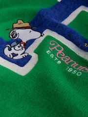 Green Peanuts Snoopy License Long Sleeve Crew Neck Knitted Jumper With Wool - Image 6 of 7