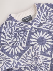 Purple Floral National Trust X Next Long Sleeve Crew Neck Knitted Jumper With Wool - Image 8 of 9