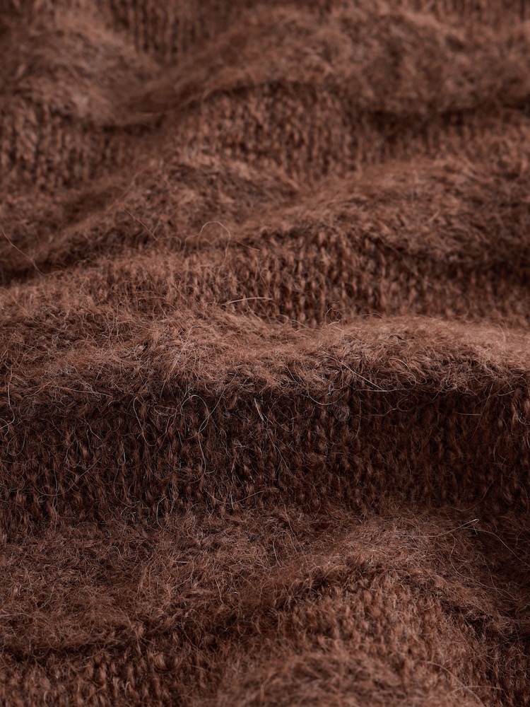 Brun - Pull en tricot torsadé avec col en dentelle - Image 8 de 8 Brun - Pull en tricot torsadé avec col en dentelle - Image 8 de 8