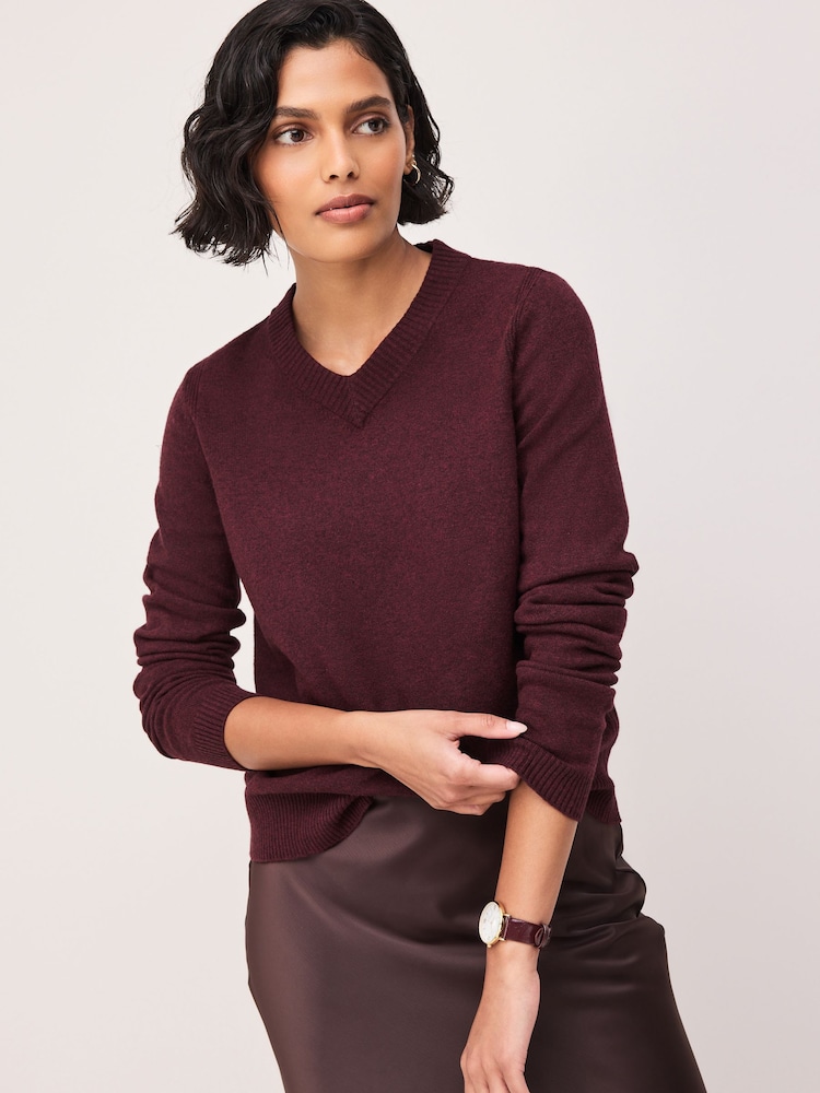 Burgundy Red Supersoft V-Neck Long Sleeve Jumper - Image 1 of 9 Burgundy Red Supersoft V-Neck Long Sleeve Jumper - Image 1 of 9