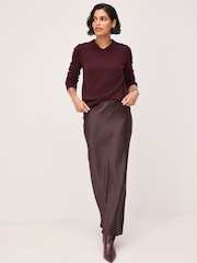 Burgundy Red Supersoft V-Neck Long Sleeve Jumper - Image 3 of 9