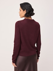 Burgundy Red Supersoft V-Neck Long Sleeve Jumper - Image 4 of 9