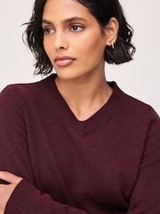 Burgundy Red Supersoft V-Neck Long Sleeve Jumper - Image 5 of 9