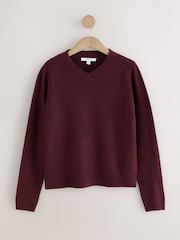 Burgundy Red Supersoft V-Neck Long Sleeve Jumper - Image 6 of 9