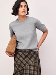 Grey Marl Supersoft Short Sleeve Knitted T-Shirt - Image 4 of 9