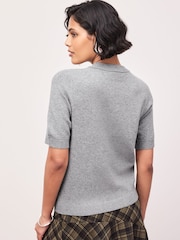 Grey Marl Supersoft Short Sleeve Knitted T-Shirt - Image 5 of 9