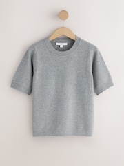 Grey Marl Supersoft Short Sleeve Knitted T-Shirt - Image 7 of 9