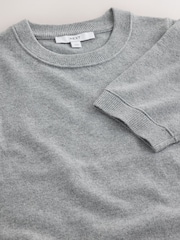 Grey Marl Supersoft Short Sleeve Knitted T-Shirt - Image 8 of 9