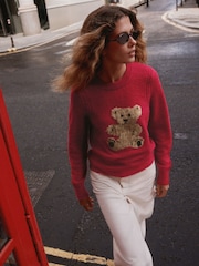 Red Bear Graphic Crew Neck Long Sleeve Knitted Jumper - Image 2 of 8