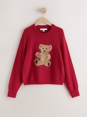Red Bear Graphic Crew Neck Long Sleeve Knitted Jumper - Image 6 of 8