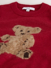 Red Bear Graphic Crew Neck Long Sleeve Knitted Jumper - Image 8 of 8