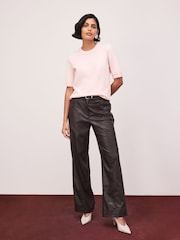 Light Pink Supersoft Short Sleeve Knitted T-Shirt - Image 3 of 5