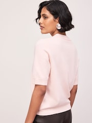 Light Pink Supersoft Short Sleeve Knitted T-Shirt - Image 4 of 5