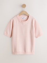 Light Pink Supersoft Short Sleeve Knitted Jumper - Image 6 of 8