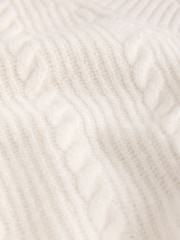 Ekru - Supersoft Cable Knit V-Neck Mid Length Jumper - 7 paveikslėlis iš 8