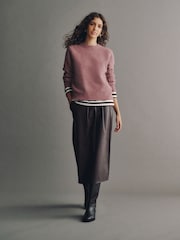 Mauve-Pink - Long Sleeve Crew Neck Knitted Jumper - Bild 2 von 7