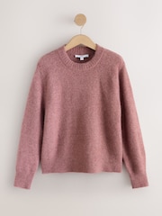Mauve-Pink - Long Sleeve Crew Neck Knitted Jumper - Bild 5 von 7