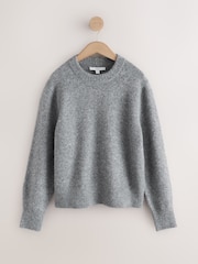 Grey Marl Long Sleeve Crew Neck Knitted Jumper With Wool - Image 5 of 7