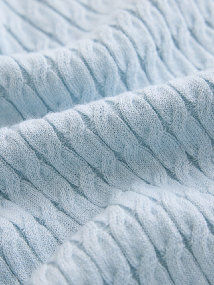 Light Blue Cable Knit Short Sleeve Jumper - Image 7 of 7 Light Blue Cable Knit Short Sleeve Jumper - Image 7 of 7