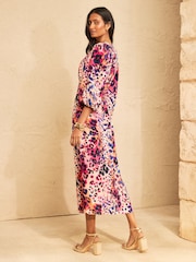 Love & Roses Multi Animal Balloon Sleeve Midi Dress - Image 5 of 5