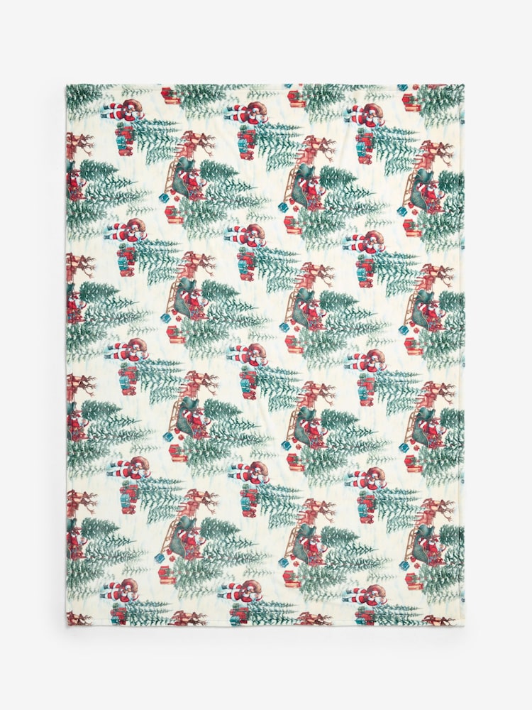 Red Christmas Santa Cosy Fleece Throw - Image 1 of 3 Red Christmas Santa Cosy Fleece Throw - Image 1 of 3