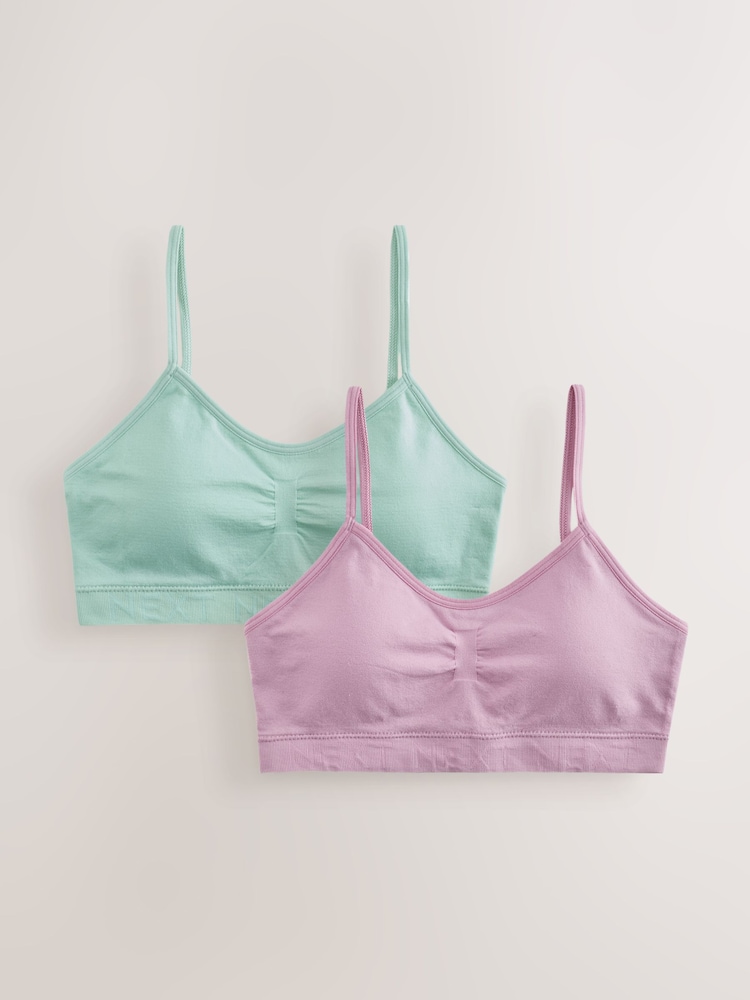 Pink/Purple Seam Free Crop Tops 2 Pack (7-16yrs) - Image 1 of 6 Pink/Purple Seam Free Crop Tops 2 Pack (7-16yrs) - Image 1 of 6