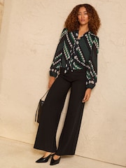 Love & Roses Black Multi Spot Long Sleeve Pussybow Blouse - Image 4 of 4