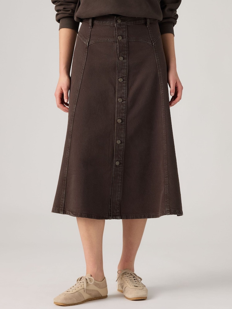 Levi's® Dark  Brown Iconic Western Long Maxi Skirt - Image 1 of 6