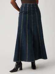 Levi's® Blue Fit and Flare Midi Skirt - Image 1 of 6