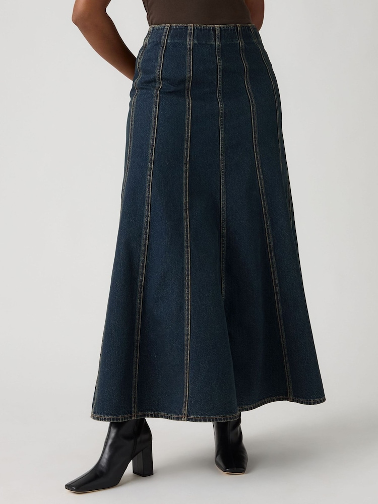 Levi's® Blue Fit and Flare Midi Skirt - Image 1 of 6