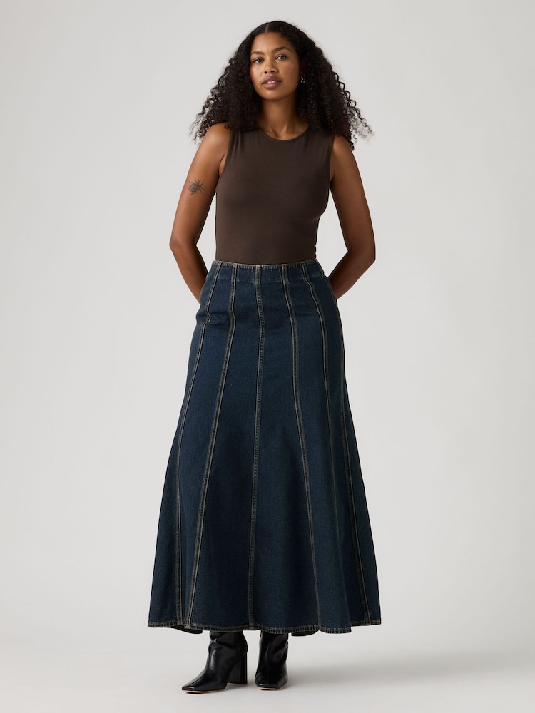 Levi's® Blue Fit and Flare Midi Skirt - Image 2 of 6